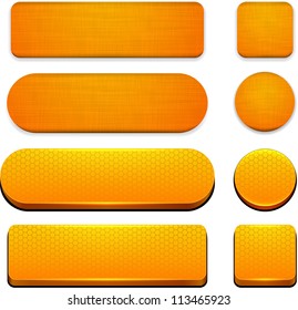 Set of blank orange buttons for website or app. Vector eps10.