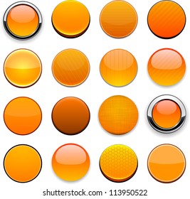 Set of blank orange buttons for website or app. Vector eps10.