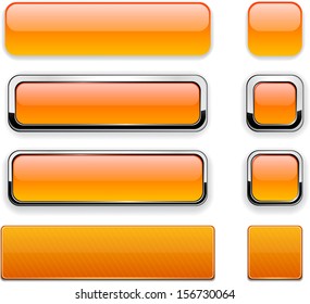 Set of blank orange buttons for website or app. Vector eps10. 