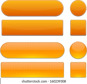 Set of blank orange buttons for website or app. Vector eps10. 