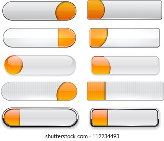 Set of blank orange and white buttons for website or app. Vector eps10.