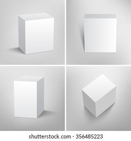 Set of blank packaging boxes. Mock up template ready for your design. Four different views.