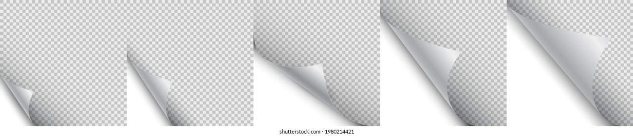 Leere Seite mit gekürzter Ecke und Schatten, Seitencurl mit Schatten auf einem leeren Blatt Papier, Ecke des Papiers - Vektorgrafik