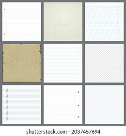 Set of blank pages of the notebook.