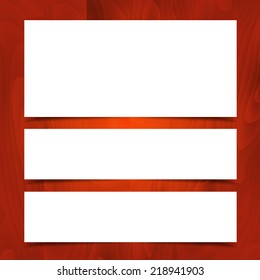 Set of blank paper banners on background of wood.