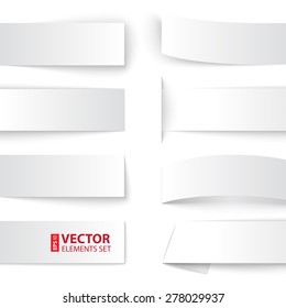 Set of blank paper banners with realistic shadows on white background. RGB EPS 10 vector illustration