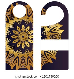 Set of Blank paper label or cloth tag . with floral mandala ornament. Vector illustration.