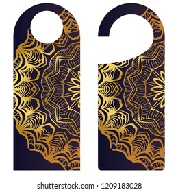Set of Blank paper label or cloth tag . with floral mandala ornament. Vector illustration.