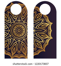 Set of Blank paper label or cloth tag . with floral mandala ornament. Vector illustration.