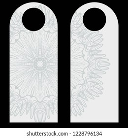 Set of Blank paper label or cloth tag . with floral mandala ornament. Vector illustration.