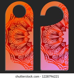 Set of Blank paper label or cloth tag . with floral mandala ornament. Vector illustration.