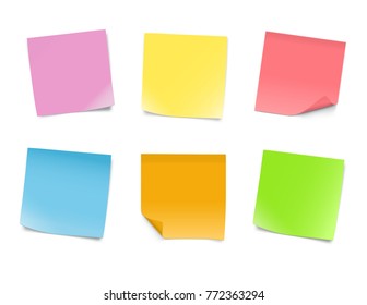 Set of blank paper notes on whiteboard. Vector illustration. Can be use for your design, promo, adv.