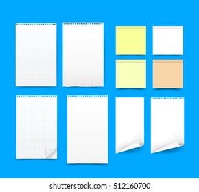 Set of blank paper on blue background vector illustration eps 10