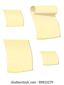 Set of blank paper and paper scroll. Vector