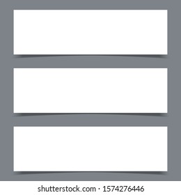 Set of blank paper sheet with vertical banner and shadow, design element for advertising and promotional . Vector illustration white box sticker. Label header page