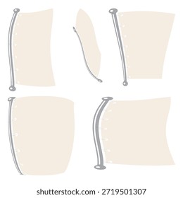 Set of blank paper sheets and banners vector illustration..