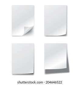 Set of blank paper sheets. Vector illustration