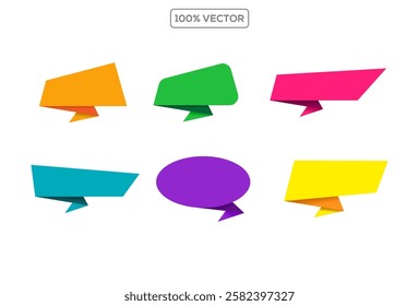 Set blank paper speech bubble, chat sign vector template illustration