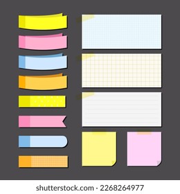 Set of blank paper and  sticky notes with pastel color.