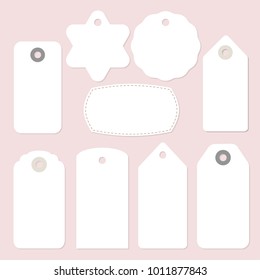 Set of blank paper vintage frames, gift and price tags and labels. Isolated vector objects.