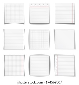 Set of blank papers with different shadows, vector eps10 illustration