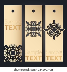 Set of blank paperwork paper tags, labels, stickers for laser cutting. Separate elements of various forms. Flat design. Vector illustration.