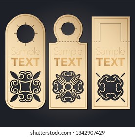 Set of blank paperwork paper tags, labels, stickers for laser cutting. Separate elements of various forms. Flat design. Vector illustration.