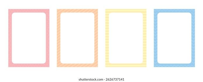 Set of Blank Pastel Patterned Rectangle Decorative Border Frame Background – Flat Design Illustration