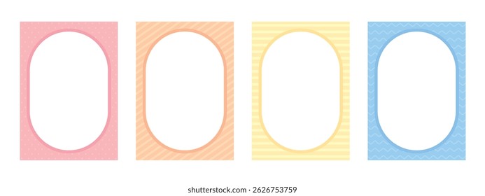 Set of Blank Pastel Patterned Rounded Rectangle Decorative Border Frame Background – Flat Design Illustration

