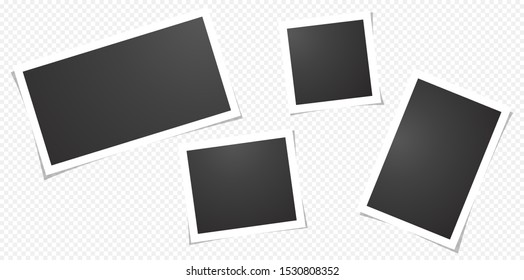 Set of blank photo frames, isolated on transparent background.