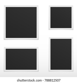 Set of blank photo frames with shadow. Isolated on white background. Empty template for photography and picture.