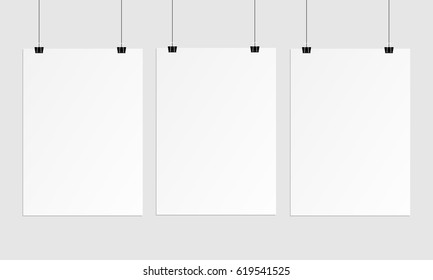 Set blank picture frames on grey wall, mock up