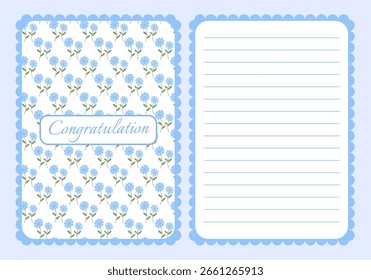 Conjunto de sellos postales en blanco para el diseño. Linda tarjeta de invitación azul.