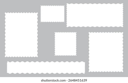 Conjunto de Selos de Postagem em Branco. Selos postais leves. Ilustração vetorial