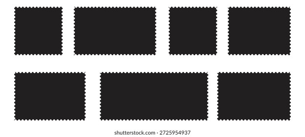 Satz leerer Briefmarken. Briefmarkenränder einzeln auf Vektorgrafik-Design