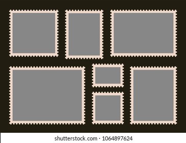 Set of Blank Postage Stamps. Vector illustration