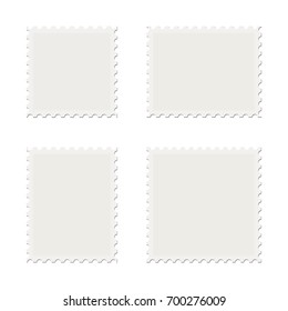 Set of blank postage stamps. Vector illustration on white background.