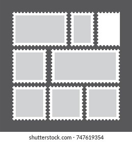 Set of blank postage stamps. Vector Illustration.