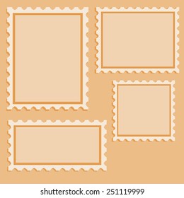 Set of Blank  Postage Stamps for Your Design. Vector Illustration.