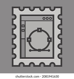 Fijar el sello postal en blanco.Plantilla de sticker postal de borde dentado. Diseño gráfico vectorial. Icono.