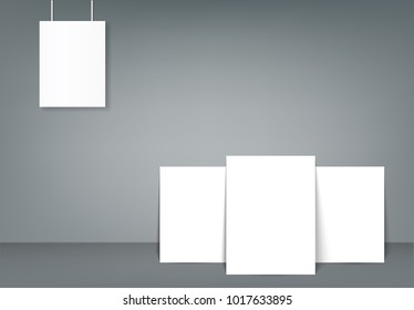 Set of blank poster bi fold brochure mockup cover template.