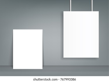 Set of blank poster bi fold brochure mockup cover template.