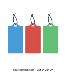 Set of blank price tags flat vector design isolated on white background