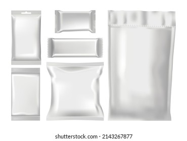 Set of Blank Product Packages on white background, realistic vector illustration