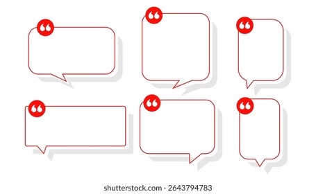 set of blank quotation chat bubble template for web dialog or text vector