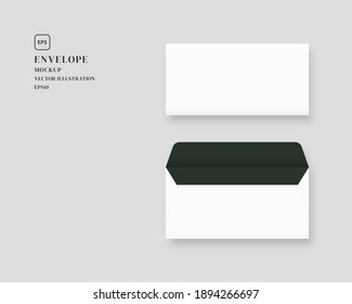 Set of blank realistic envelopes. Blank realistic envelope front and back view mockup. Mockup vector isolated. Template design. Realistic vector illustration.