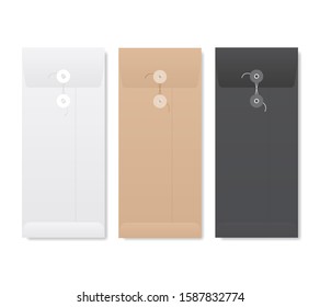 Set of blank realistic envelopes mockup. Envelopes vector with soft shadows isolated on white background.