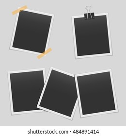 Set of blank realistic photo frames mockup