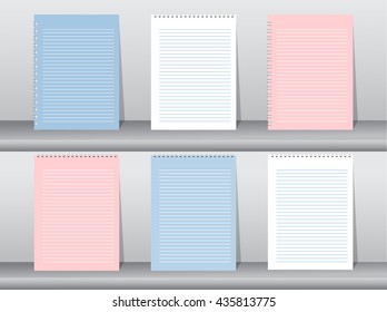 Set of blank realistic spiral notebook, vector illustration