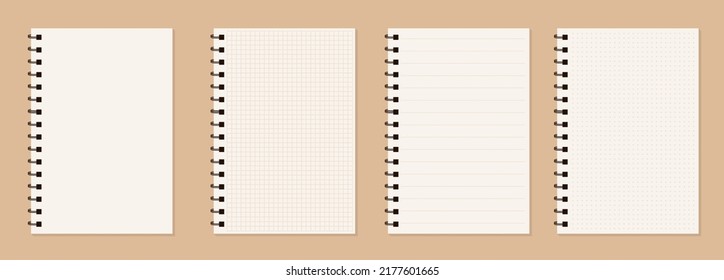 Set of blank realistic spiral notebooks mockup Eps 10